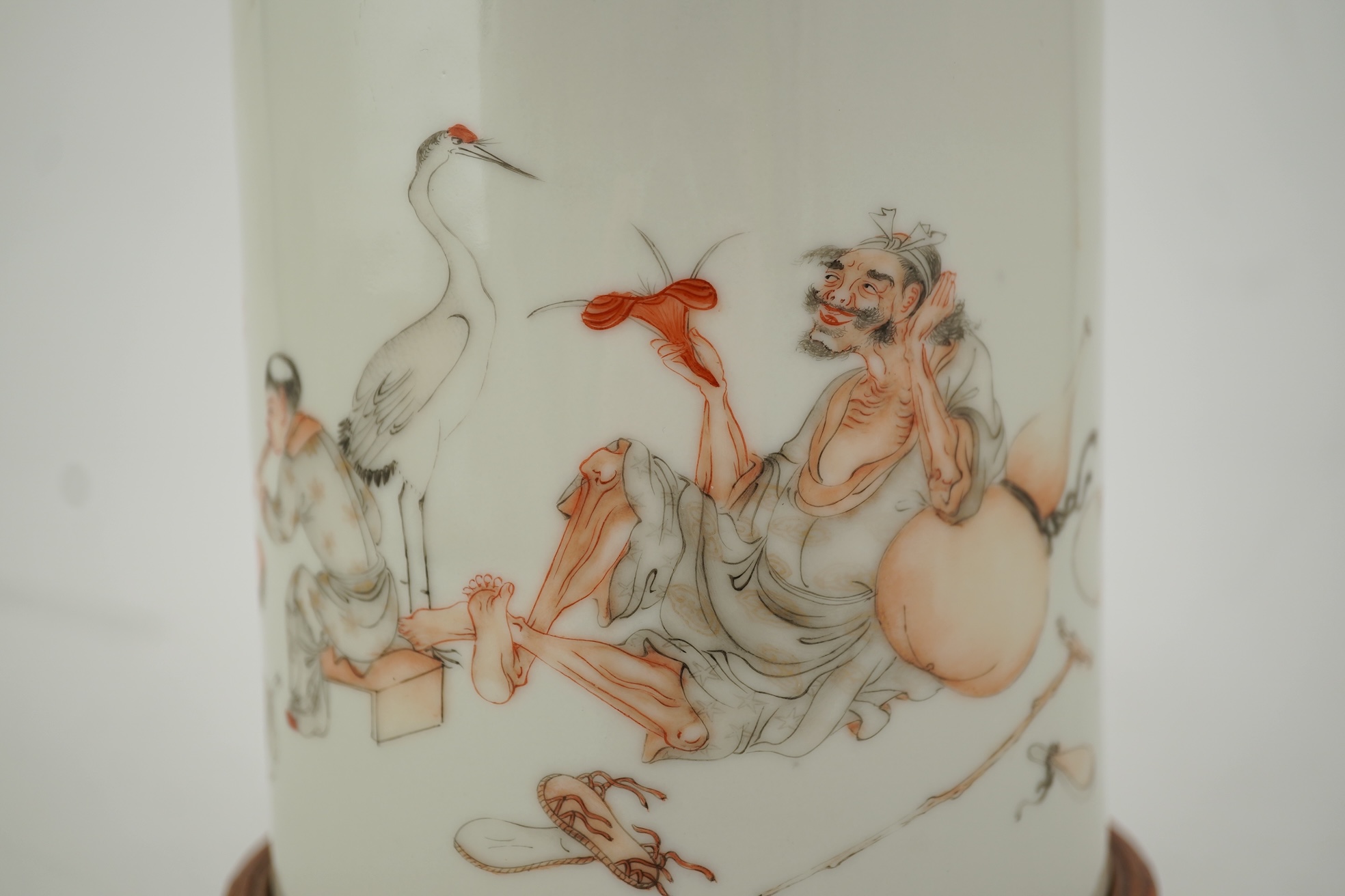 A Chinese enamelled porcelain ‘Li Tieguai’ brushpot, bitong, Republic period
